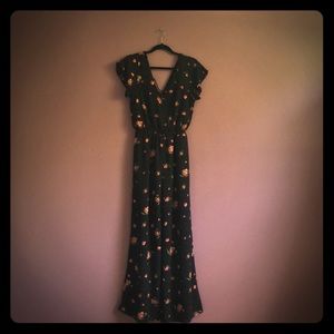 Black floral pantsuit